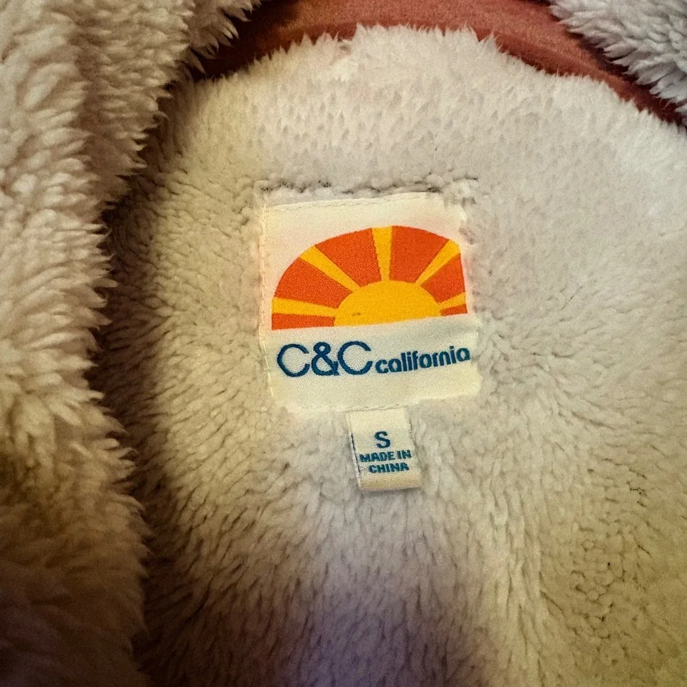 C&C California Women's Size S Cozy‎ Sherpa Hooded Cardigan Jacket Brown